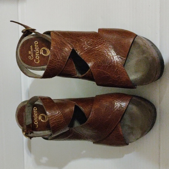 Colleen Cordero Brown Leather Platform Sandal Heel - Picture 1 of 11